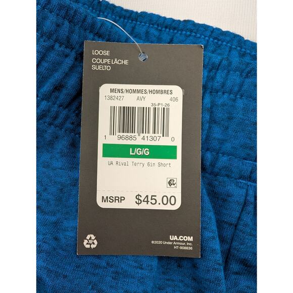 NWT Under Armour Men's UA Rival Terry 6" Shorts in Photon Blue size L - Picture 4 of 7